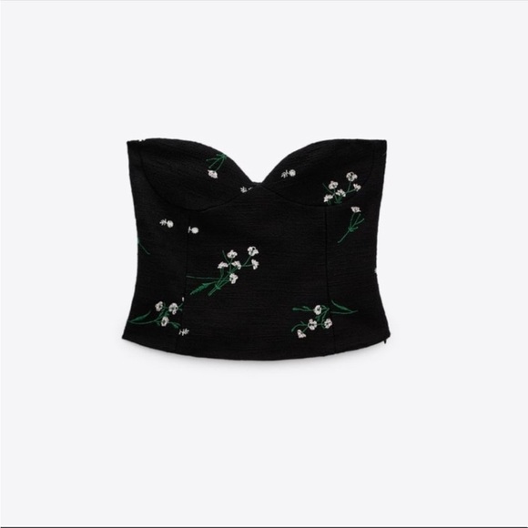 Zara Embroidered Textured Corset Floral Bustier - Picture 4 of 11